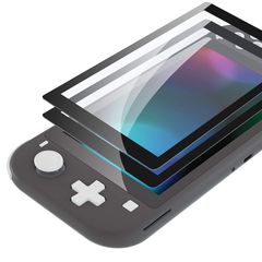 eXtremeRate Switch Liteに対応用ブラックボーダー透明なHDクリアセーバー保護フィルム、Switch Liteに対応用強化ガラススクリーン保護フィルム［傷防止、指紋防止、飛散防止、バブルフリー］【ブラック】
