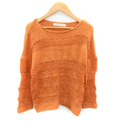 グリーンレーベルリラクシング ユナイテッドアローズ green label relaxing ニット カットソー 長袖 ラウンドネック 透かし編み オレンジ /SY30