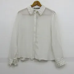 ザラ ブラウス シャツ トップス 長袖 スタッズ レディース XSサイズ ホワイト ZARA 【中古】