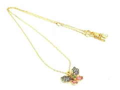 ■新品同様■ SWAROVSKI スワロフスキー バタフライ 蝶モチーフ ネックレス ペンダント アクセサリー レディース ゴールド系 FJ9612