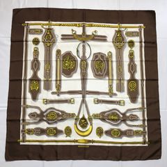 2506-197｜美品｜エルメス カレ 90 スカーフ シルク ネイビー