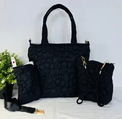 【裁縫ストア・ボヌール】大人かわいい　カジュアルキットカットクロス　フラワー大 柄  ブラック　トートバッグ　ポーチ/サコッシュ　メガネケース　ショルダーバッグ　ハンドメイド　ショルダーストラップ　ゴージャス / №500-610