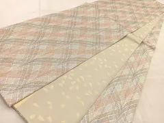 平和屋着物●両面　全通柄袋帯　組織　幾何学文　銀糸　正絹　逸品　BAAV4661yc