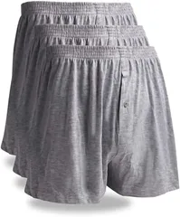 mom(マム) ニット トランクス メンズ パンツ 無地 3枚セット サイズ 肌着 吸水速乾 抗菌加工 前開き ボタンあり( グレー3枚,  L)