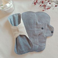【布ナプキン】無添加コットンフランネルとコットンリネン 23cm 6層仕立て 3枚セット