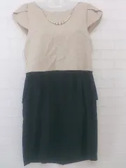 ◇ ◎ Rew de Rew ルゥデルゥ フォーマル フレンチスリーブ ミニ ワンピース サイズM ベージュ ネイビー レディース P  【中古】 【1209210005419】