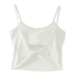 クロップド丈 ブラトップ カップ付き キャミソール  綿95% 背中見せ ショート丈 オープンバック クロス トップス おしゃれ ハーフキャミ ヘソ出し 204301