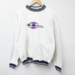 XL/古着 チャンピオン Champion 長袖 スウェット メンズ 90s ビッグロゴ 刺繍 クルーネック 白 ホワイト spe 25apr10 中古 スエット トレー
