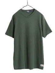 【お得なクーポン配布中!】 90s USA製 ポロ ラルフローレン Vネック リブ編み 半袖 Tシャツ メンズ M 古着 90年代 オールド コットン ワンポイント ヘビーウェイト 緑