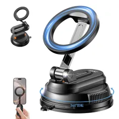 【人気商品】多角度自由調節 360°回転な台座 車載スマホスタンド 車マグネット【耐高温耐寒】【真空吸盤+超強磁力】ホルダー 24×N55磁石 片手操作 1秒で着脱 車用品 携帯ホルダー 車 Magsafeスマホホルダー 折りたたみ式 iPhone 16/15
