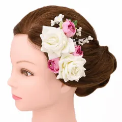 髪飾り 成人式 振袖 前撮り 袴 花 浴衣 夏祭り 花火大会 豪華3点セット 白 ピンク 薔薇 バラ パール ヘアアクセ かんざし ヘッ No.9-3653