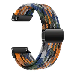 [AGUPERFIT] クイックリリース バンド 22mm、ナイロン編み伸縮性ベルト 無段階に調整なマグネットバックル付き スマートウォッチ 交換ベルト 時計交換用バンド (22mm カモフラージュ)