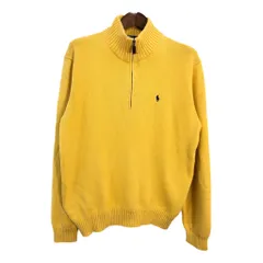 Polo by Ralph Lauren ポロ ラルフローレン ハーフジップ セーター ワンポイントロゴ イエロー (メンズ L) 中古 古着 R4108