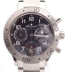 定価115万 美品 Breguet(ブレゲ) トランスアトランティックタイプXX 14820ST ブラック SS AT 自動巻き 黒 クロノグラフ メンズ レディース 腕時計