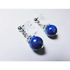 I339SV 天然石 ラピスラズリ  金アレ　金属アレルギー対応　アレルギー対応 樹脂ノンホールピアス イヤリング　誕生石12月