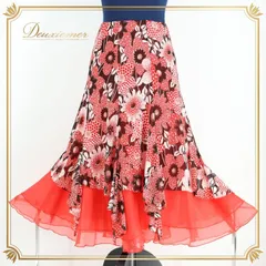 社交ダンス 衣装 スタンダード スカート レッド系 花柄 スタンダードスカート 赤 黒 白 レッスン 華やか 透け感 総柄 練習着 軽い ひらひら 上品 ブラック系 ホワイト系