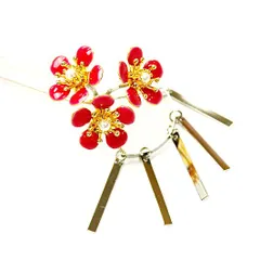 髪飾り 成人式 赤 振袖 前撮り 袴 花 浴衣 夏祭り 花火大会 シルバー 桜 さくら パール ビラ ビラ簪 かんざし 花魁 おいらん No.9-4534