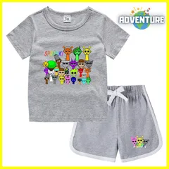 スプランキー sprunki 半袖Tシャツ トップス セットアップ上下セット夏パジャマ インクレディブル ゲーム 110 120 130 140 150 子供服キッズ服 spsuc125 FR