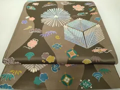 平和屋着物●六通柄袋帯　唐織　若松葉　宝尽くし　金糸　正絹　逸品　DAAV6159ps