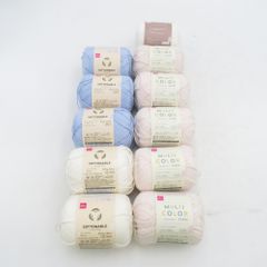 DAISO ダイソー 毛糸 ミックス11玉セット マルチカラーヤーン コットナブル リネク 春夏毛糸 綿 麻 ポリエステル 未使用品