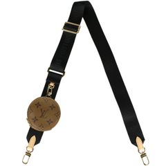 LOUIS VUITTON/ルイ ヴィトン　ショルダーストラップ　ナイロン×モノグラム リバース キャンバス　ブラック×ブラウン　J02522【美品】