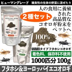 コオロギ100% パウダー２種セット 【フタホシ&イエコ 100g】爬虫類 餌