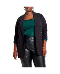 【送料無料】 エロクイ レディース ジャケット・ブルゾン アウター Plus Size The 365 Suit Long Tailored Blazer Black