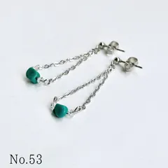 NO.53/天然石ターコイズのシルバーチェーンピアス