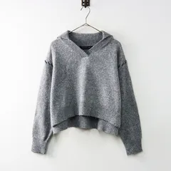 美品 ミズイロインド mizuiro ind スキッパーハンドステッチショートプルオーバー｜グレー ウール ニット トップス【2400014561883】