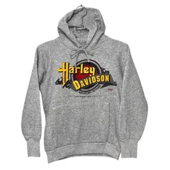 USA製 90s Harley-Davidson HOODIE S 3D EMBLEM ハーレーダビッドソン パーカー グレー 古着