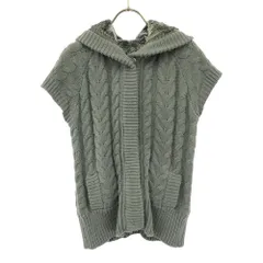 ザラ ケーブル編み フード付き ニットベスト Ｌ グレー ZARA レディース