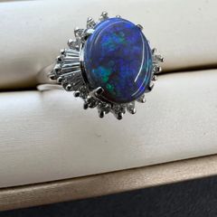 ブラックオパール2.05ct D0.45ct リング