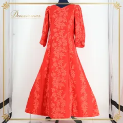 フラダンス 衣装 ワンピース ドレス レッド系 フラ ダンス マーメイドライン ハワイアン レフア柄 長袖 赤 アロハ 軽い MermaidLine MMJ 日本製 鮮やか 華やか 花柄 ①