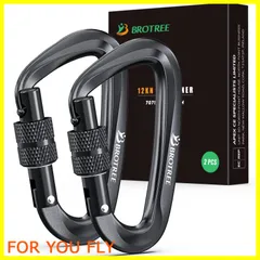 【特価セール】Brotree カラビナ ロックカラビナ 12KN (1200kg) ハンモック用 軽量 Dリング キーホルダー アルミ ロッキングカラビナ スリング アウトドア キャンプ用（ロックゲート シリーズ）