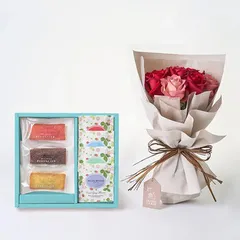 ホシファーム フリルブーケ ニュアンスレッド ８本＆フィナンシェ ティー７個入