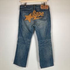 BAPE STA ベイプスタ アベイシングエイプ デニムパンツ レディース Sサイス ウォッシュ オレンジ