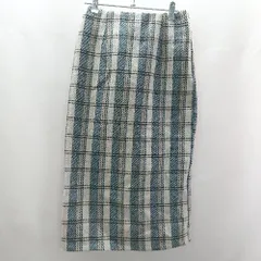 ◇ ⊇ MAJESTIC LEGON チェック柄 スリット加工 膝丈 タイト スカート サイズF ベージュ系 レディース E  【1409240015277】