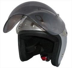 新品！ ZK-380スモールジェット【メタリックシルバー】+スモークミラーバブル（劣化防止UVカット＆キズに強いハードコート加工済）+フリップアップSG公認 PSC認可 全排気量対応 盗難防止金属ホルダー フリーサイズ(57～60㎝)