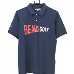 ビームスゴルフ 半袖ポロシャツ ネイビー×レッド ロゴプリント  メンズ M ゴルフウェア BEAMS GOLF