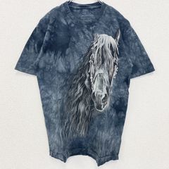 古着 used　THE MOUNTAIN　ザマウンテン　半袖プリントTシャツ　馬　ホース　動物　アニマル　青　ブルー　Sサイズ