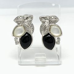 サザンクロス Southern Cross Pt900 シェル オニキス ダイヤモンド0.56ct イヤリング兼ピアス ★新品仕上げ済美品★