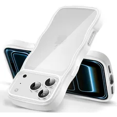 【新品】 iPhone 17 Pro Max 用 ケース クリア 波型 うねうね かわいい 韓国 ソフト 超軽量 耐衝撃 ストラップホール付き おしゃれ ウェーブ カバー アイフォン17 Pro Max 用 スマホケース とうめい 透明（ホワイト） 0