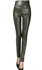 冬 スキニー 秋 合皮 裏起毛 スリム 光沢 ハイウエスト セクシー レザーパンツ レギンス レディース 18色 [syvent] S-2L