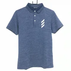 【超美品】アディダス 半袖ポロシャツ ネイビー×白 総柄 背面一部パンチング メンズ M ゴルフウェア adidas