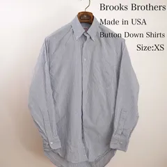 【XS】Brooks Brothers（ブルックスブラザーズ）アメリカ(USA)製 Oxford(オックスフォード） BD(ボタンダウン)シャツ Size:XS Col:Blue × White ストライプ