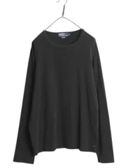 【お得なクーポン配布中!】 90s ポロ ラルフローレン 長袖 Tシャツ メンズ XL / オールド クルーネック リブ編み 針抜き 大きいサイズ ロンT カットソー コットン 黒