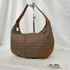 【洗練されたカジュアルスタイル✨】　COACH　ショルダーバッグ ワンショルダー ハーフムーン シグネチャー×レザー　ブラウン