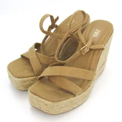 ザラ サンダル 厚底 ウエッジソール ストラップ 靴 レディース 37サイズ ベージュ ZARA 【中古】