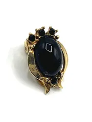 オニキス調　イヤリング　片耳のみ　ゴールド　GP　幅1.2　高さ1.7