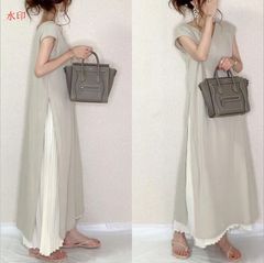 ワンピース レディース ロングワンピース 無地 マキシ丈 マキシワンピース サマードレス ロング 半袖 シフォン Aライン おしゃれ カジュアル 体型カバー シンプル 可愛い きれいめ 上品